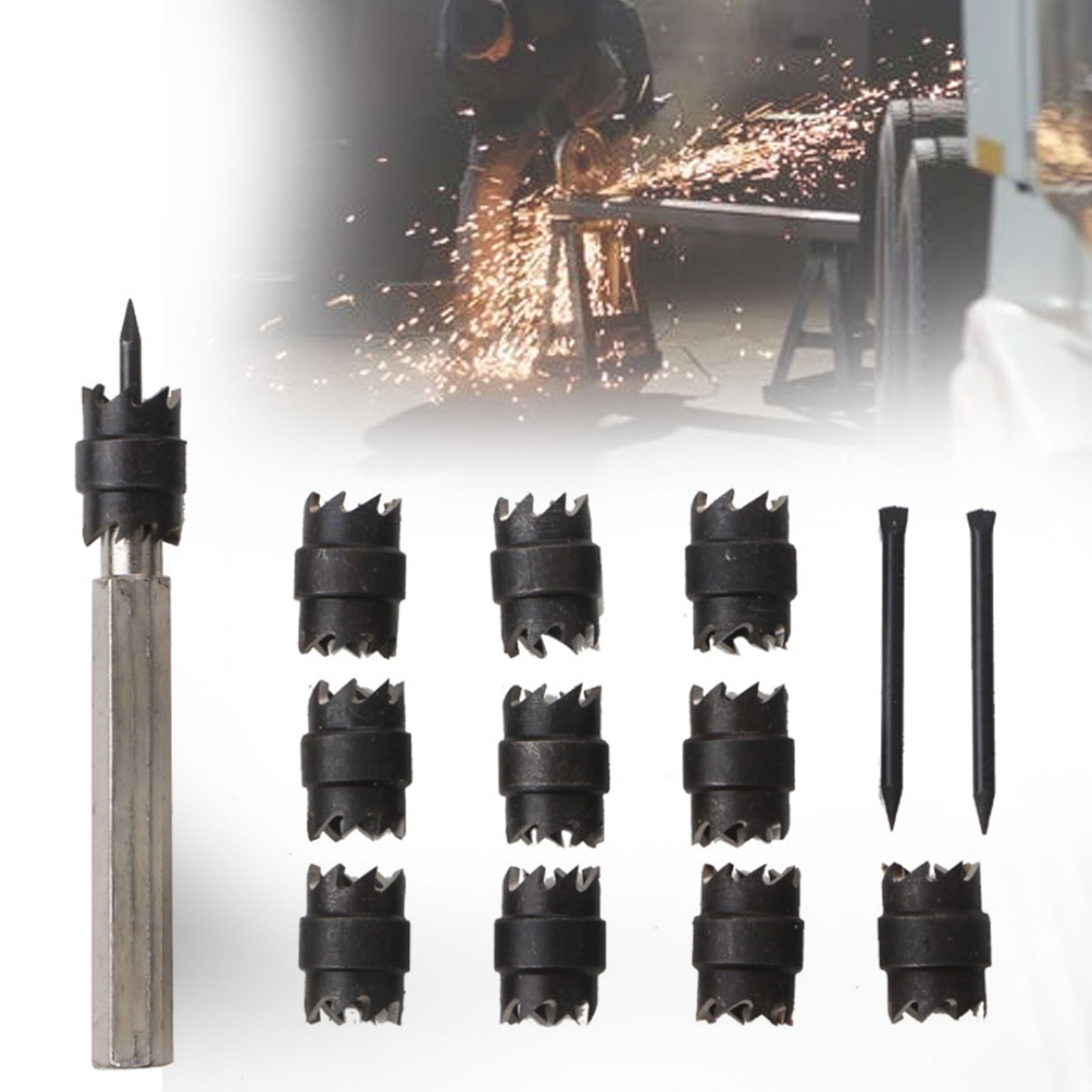 Spot Weld Cutter Set 13Pcs 3/8'' Rotary Spot Weld Cutter Remover Drill Bits Tool for Power Drill Spot Welding. 