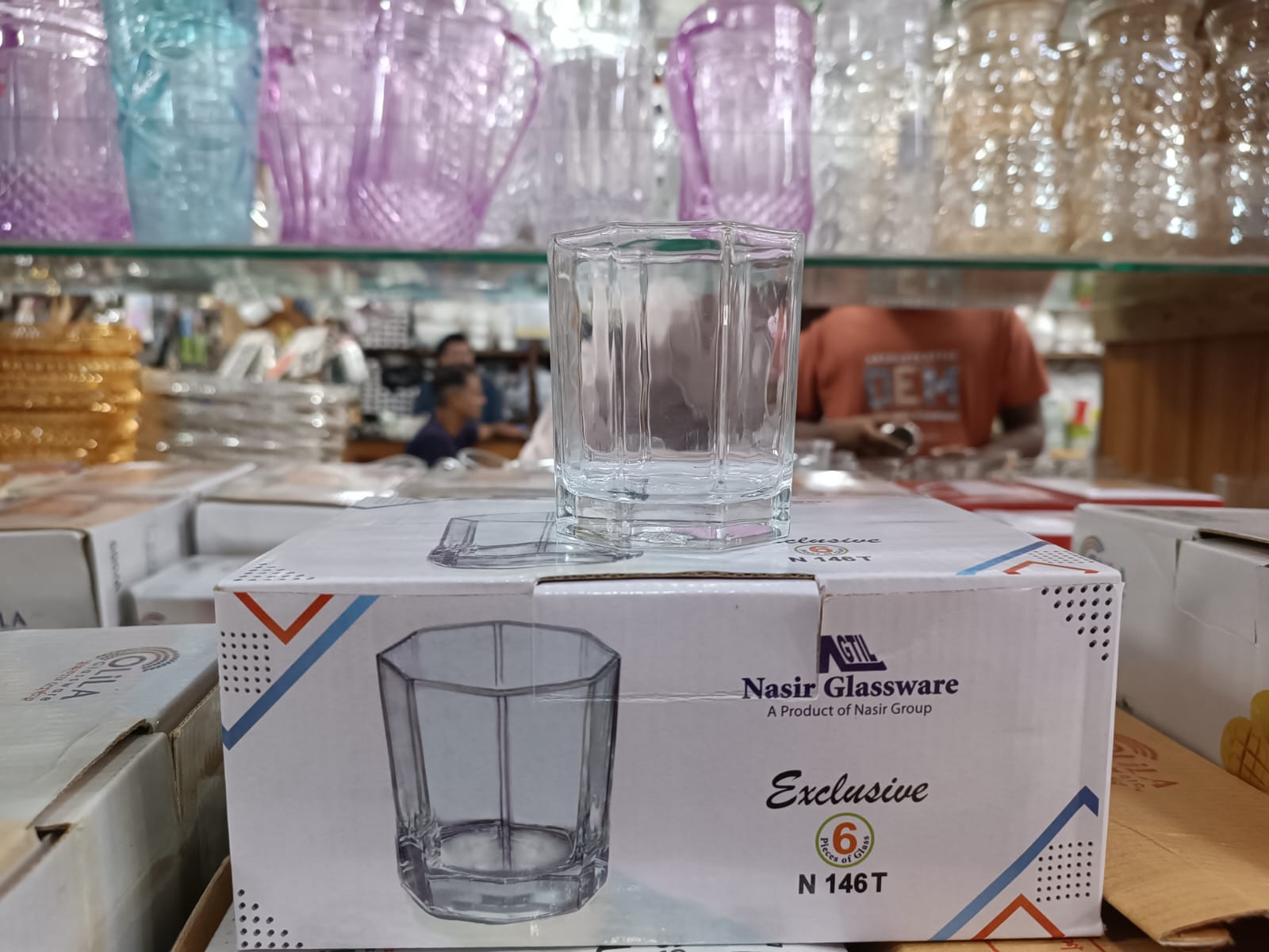 New China Quality kacher  8 Corner Water Glass Set - Drink In Style 6-Piece Set Of Non-Reactive - Transparent Glassware - 200ml-New 146. 