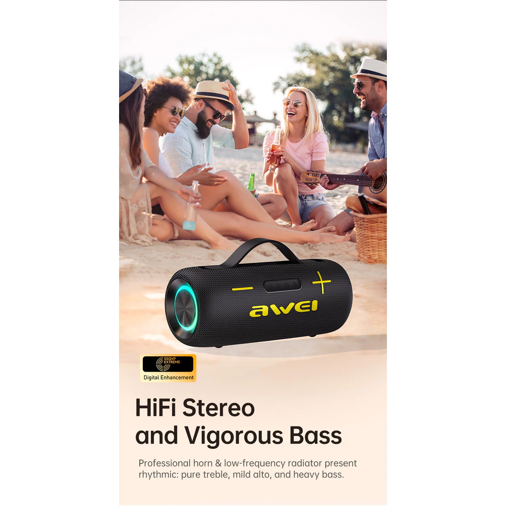 Awei KA10 Wireless Bluetooth Speaker RGB Outdoor Speaker Bass 60W BT 5.3 Portable Speaker. 
