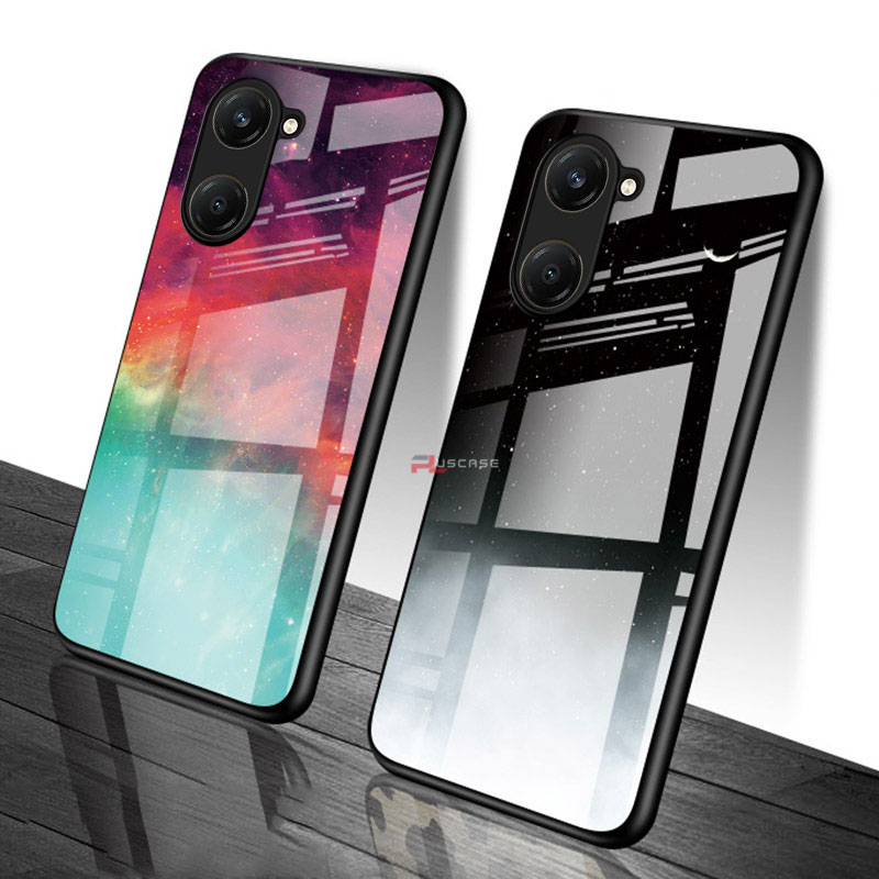PlusCase for Vivo Y03 Y03t Y18 Y18s 4G Y28s 5G Case Glass Nebula Pattern Hard Shockproof Phone Back Cover. 