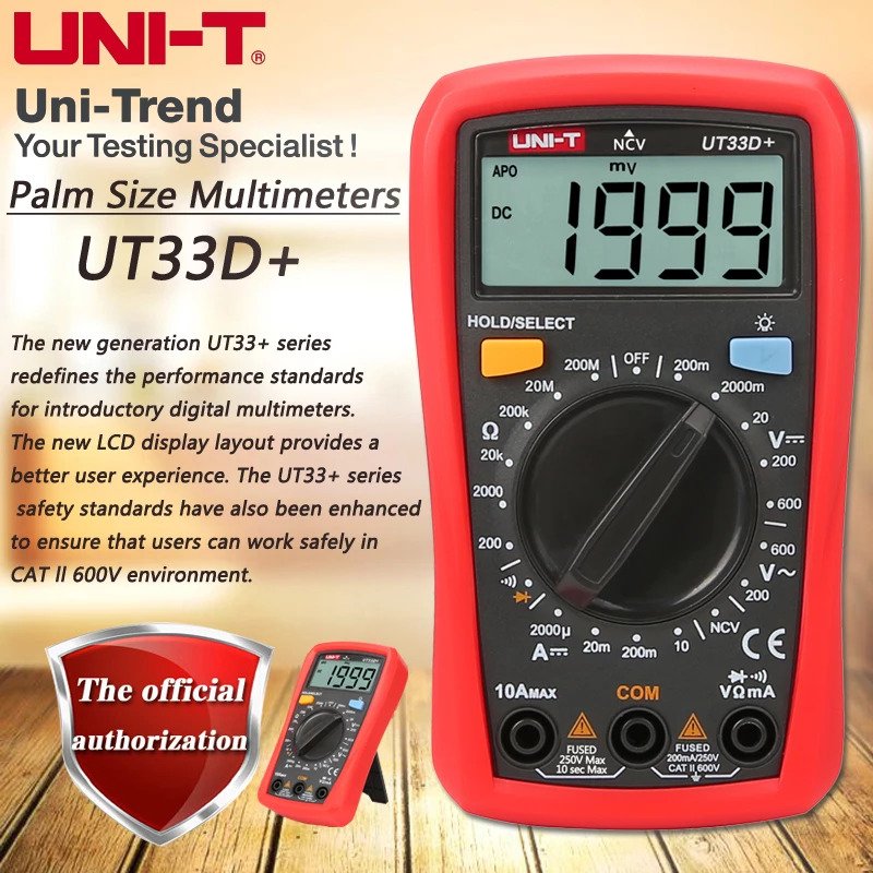 UNI-T UT33D+ High-Precision Automatic Anti-Burning Portable Digital Electrician Multimeter Backlight UT33D+ - Kings Trading. 