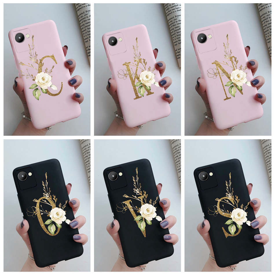 Flower Alphabet Letters Silicone Shockproof Coque For Realme C30 Realmi C 30 30C Case Protect Funda On Realmec30 4G RMX3581 6.6