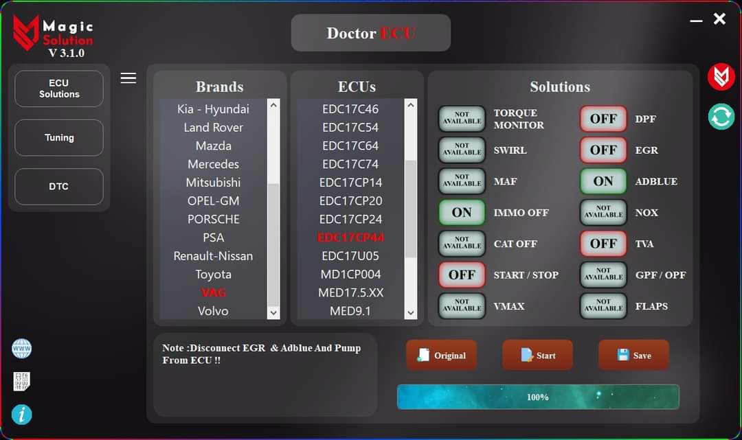 Automotive ECM Tuning Software Magic Solution For DPF EGR ADBLUE CAT IMMO OFF Remapping MagicSolution 1-Month Subscription. 