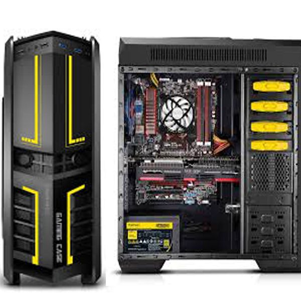 Segotep Chariot TF Mid Tower Gaming Computer Case Support ATX M-ATX ITX Motherboard - Black and Golden