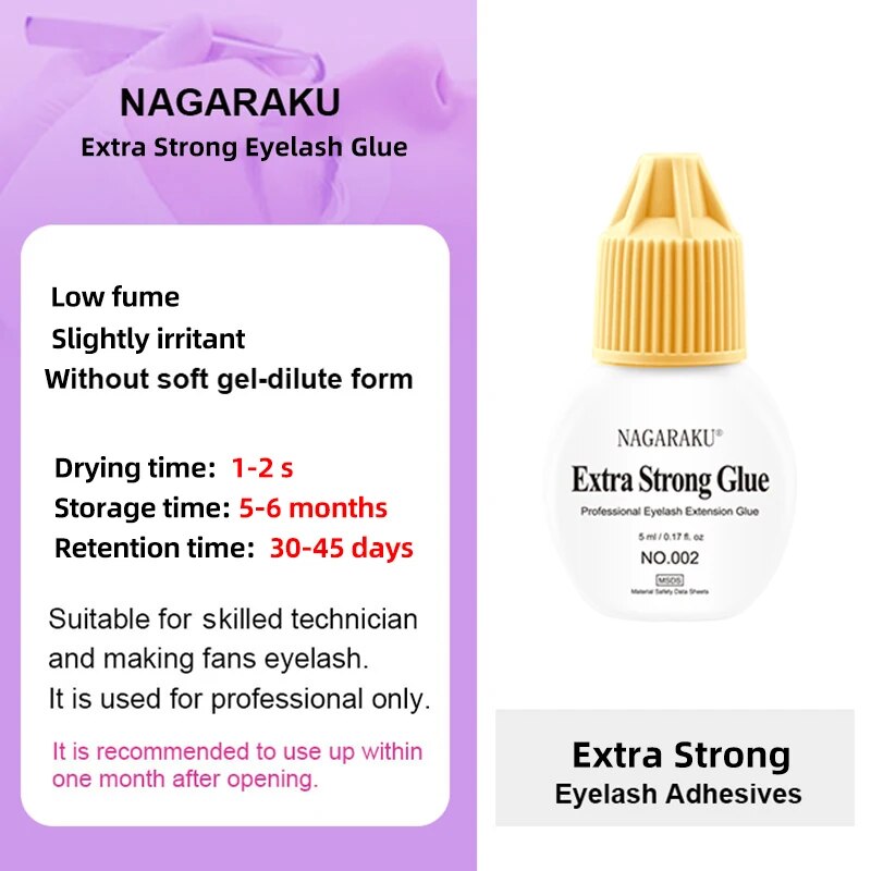 NAGARAKU Eyelash Glue Makeup Grease Proof False Eyelash Glue Quick Drying Waterproof Greaseproof Non Irritation Low Odor. 