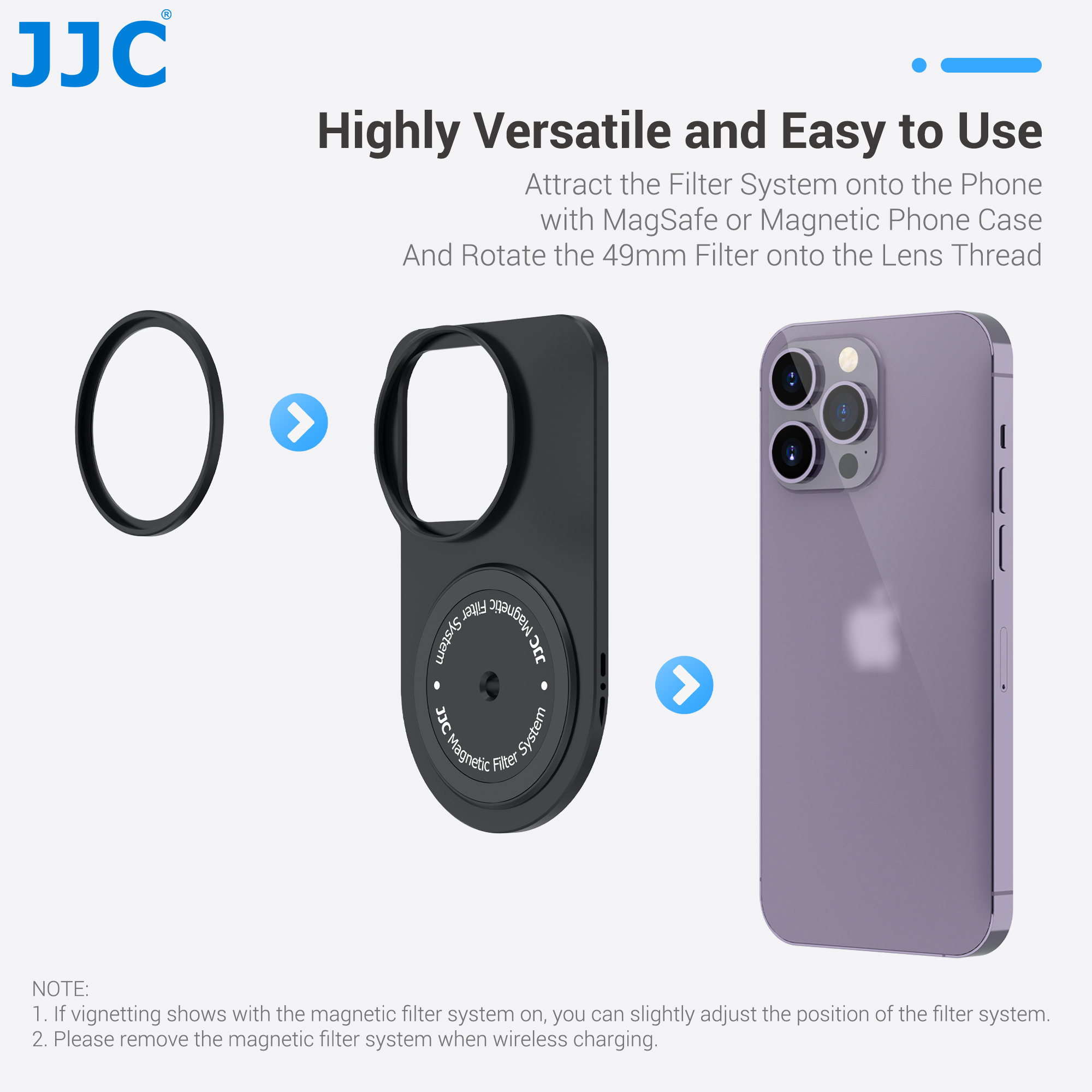 JJC Magnetic Lens Filter Kit for iPhone 15 14 13 Pro/Pro Max MagSafe phone case filter Soft Lens Hood Anti Glass Reflection. 