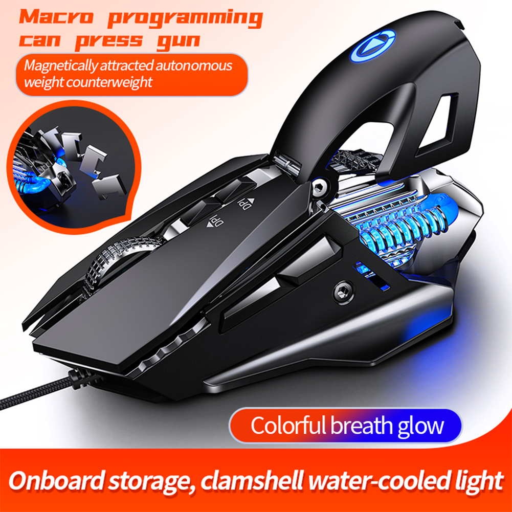 G10 Hollow Mechanical Game Mouse 7200dpi All-keys Macro Programming Intelligent Pressure Glowing RGB Esport Mouse. 