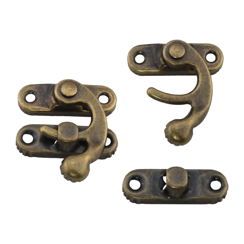Small Box Hinges Bronze Right Latch Hook Hasp with Hinges and Screws. 