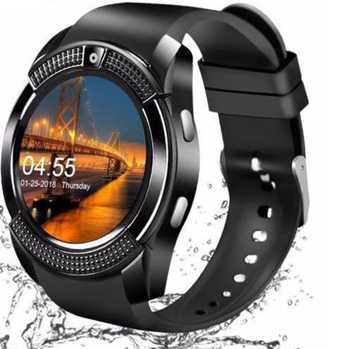 V8 Bluetooth Smart Watch - Black. 