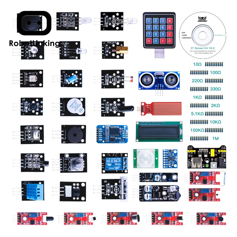 【Mary DAI Store】37 IN 1 Sensor Kits /37 SENSOR KIT For Arduino v2.0. 