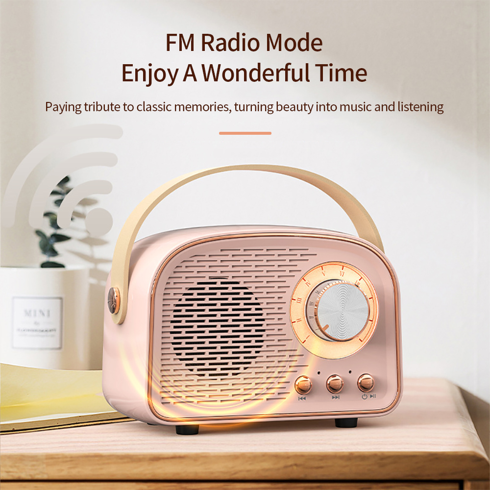 Mini Retro Bluetooth Speaker Cute Speaker with FM Radio Portable Wireless Speaker with TWS Music Player Hifi Stereo TF USB. 
