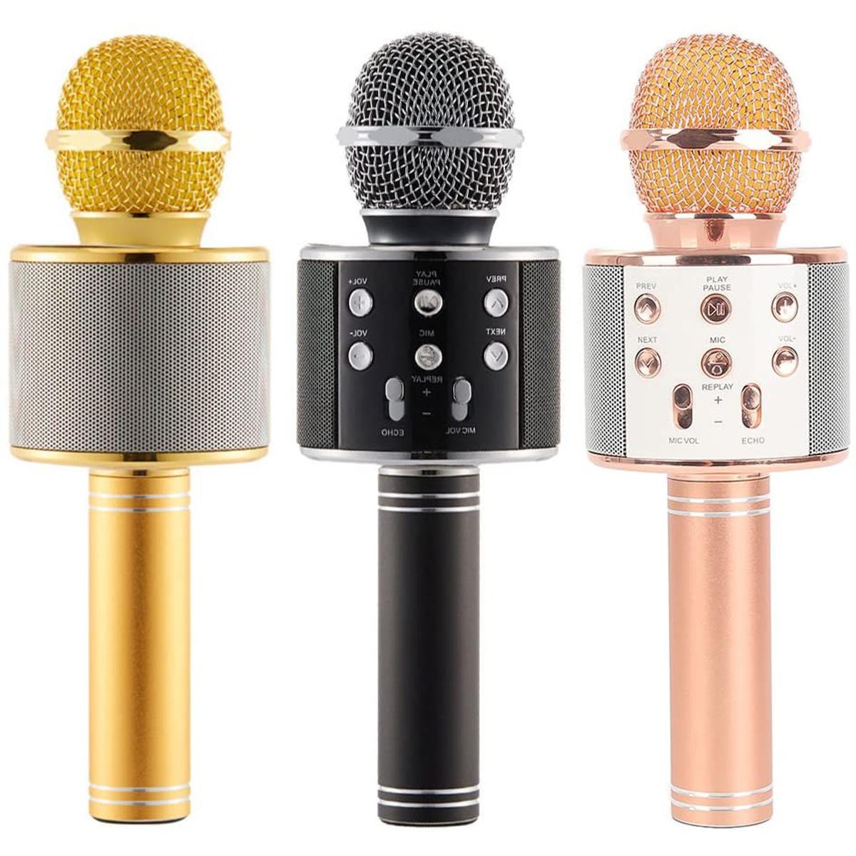 WS-858 Wireless Bluetooth Karaoke Microphone Speaker Handheld Mic USB KTV - Microphone