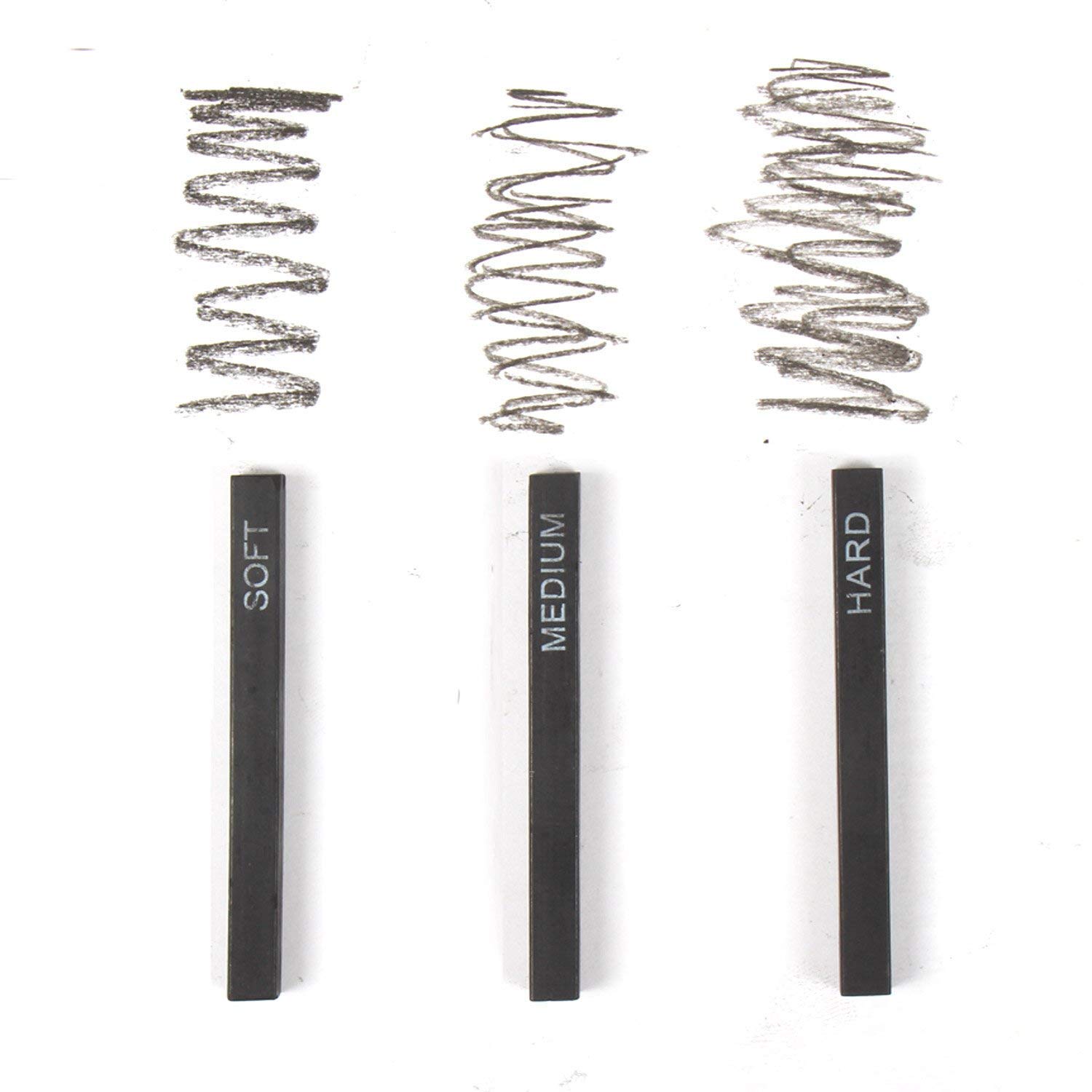 Worison Drawing Shading Compressed Charcoal Sticks, Soft, Medium, Hard-6 Pcs. 