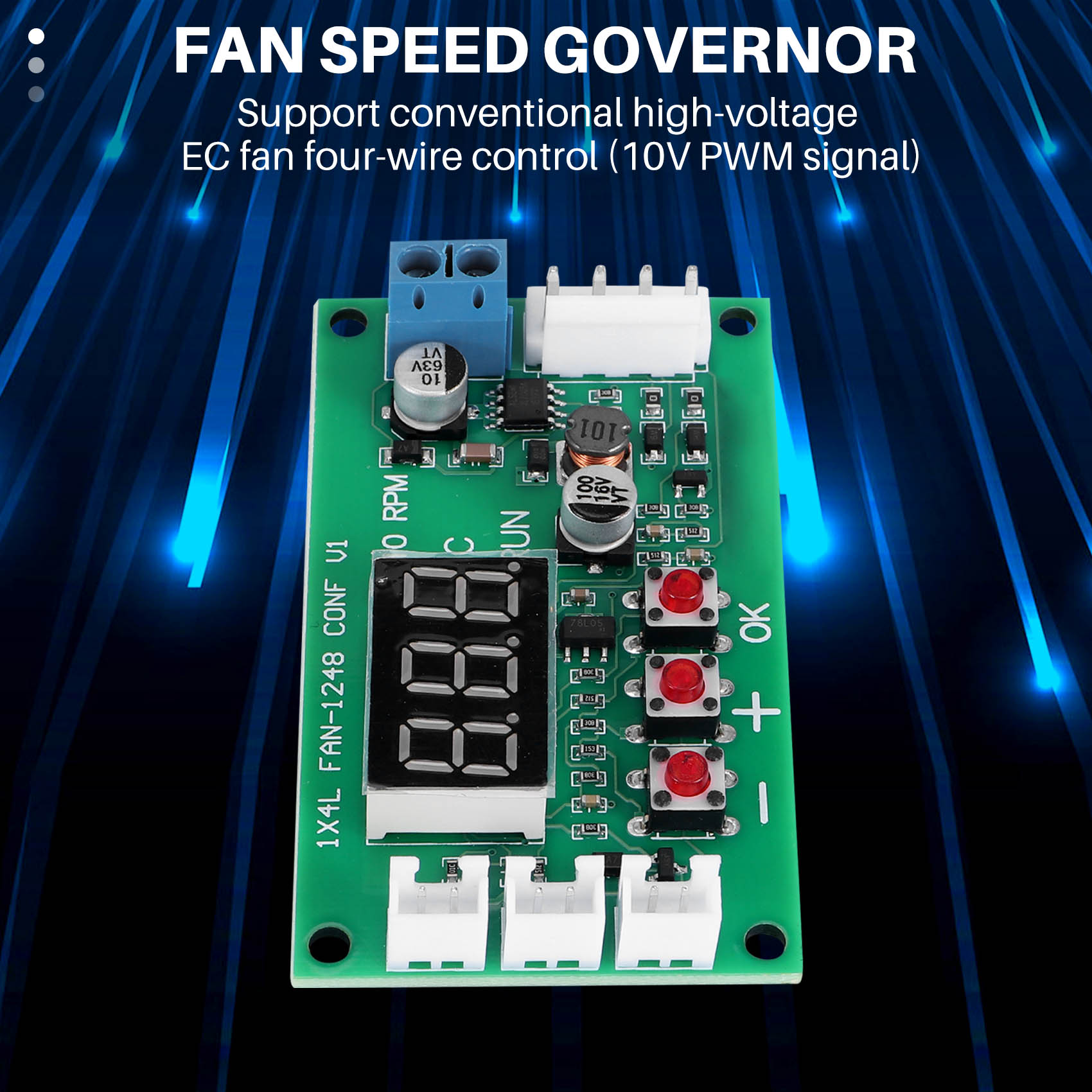 DC 12V 24V 48V 5A 2 3 4 Wire PWM Motor Fan Speed Temperature Control. 