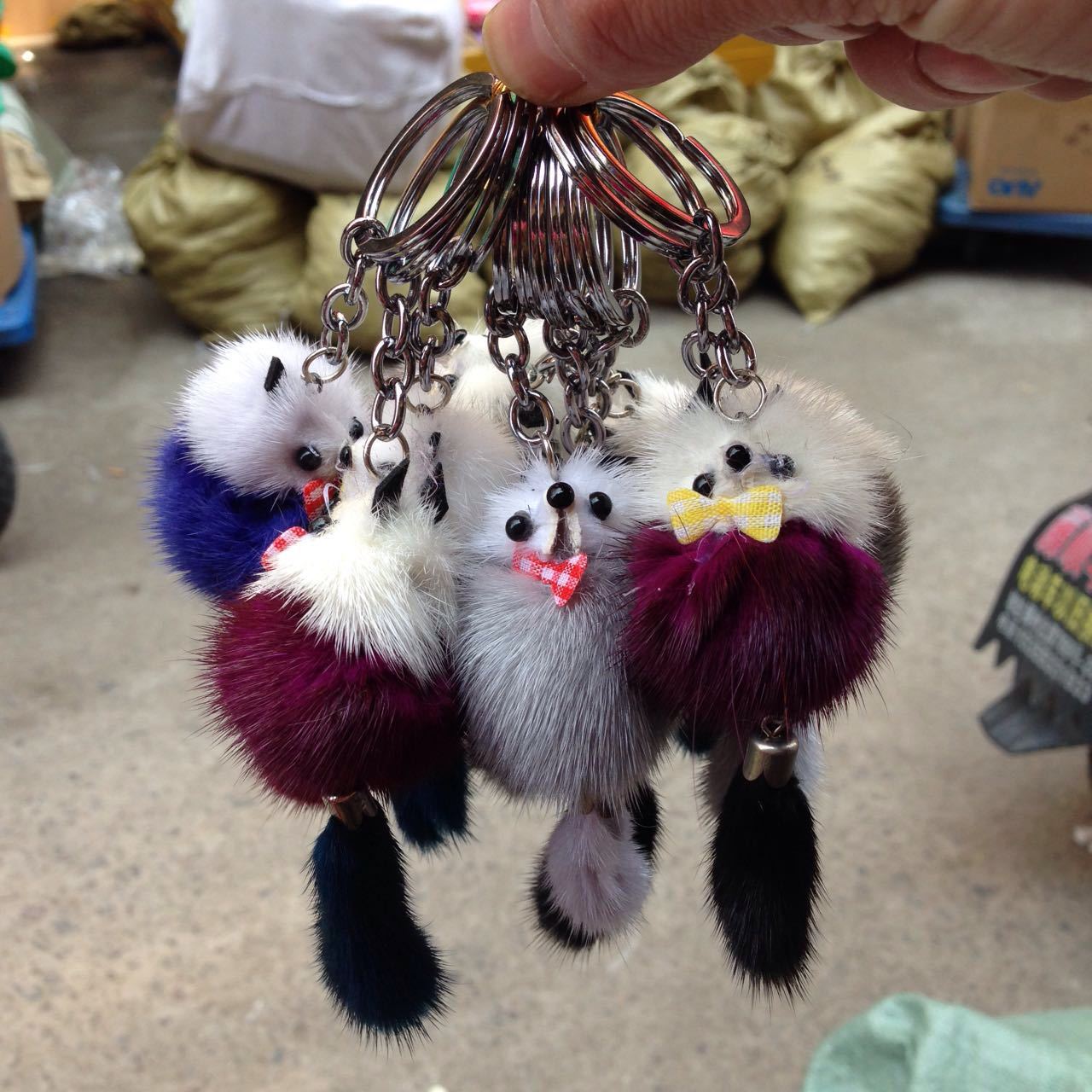 Little Fox Lady Cute Fur Mink Fur Bag Pendant Accessories Car Key ChainReal Hair Mobile Phone Charm. 