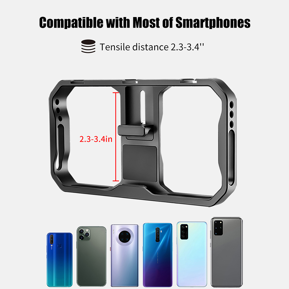 Ulanzi U-Rig II Universal Metal Video Cage for Smartphone Filmmaking Case with Cold Shoe Slots Stabilizer Stabilizing Hand Grip Tripod Mount Compatible with iPhone Android Phones. 