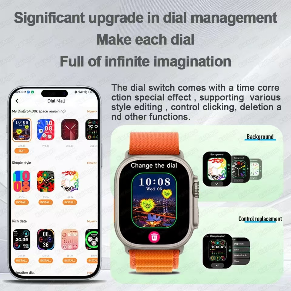 Smart Watch 4G SIM Card and Camera Video Call Whatsapp Notification AMOLED Screen Custom Dial Support TWS Earphone Connection. 