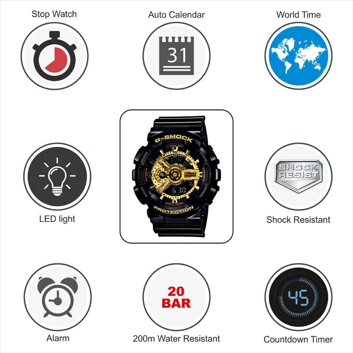 Casio G-Shock GA-110GB-1ADR Analog-Digital Watchfor Men -Black.