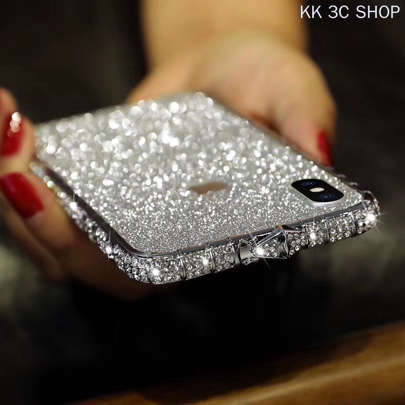 ON STOCK iPhone 13 pro max Bling Casing With Bling Back Sticker 12 mini 11 pro max xs max xr x 6 7 8 plus Luxury Swarovski Diamond Glitter Crystal Metal Frame Border Sequins Mobile Cell Phone Casing Cover Case Shell Cases With Back Bling Sticker. 