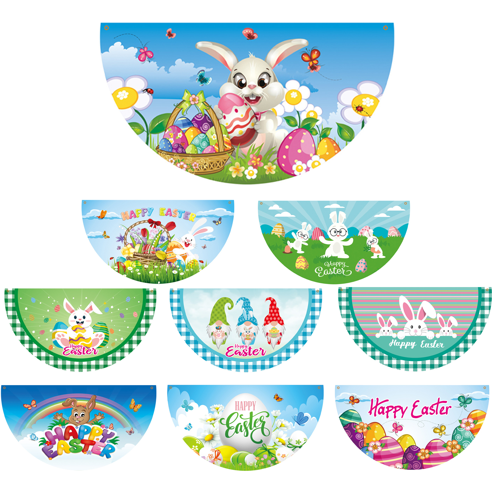 Fan-shaped Banner Vivid Eye-catching Soft Flexible Semicircle Flag Bunting. 
