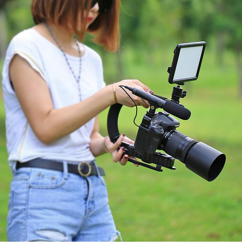 Video Action Stabilizing Handle Camera Handle Photography Equipment Stabilizing Handle Grip With Cold-Shoe Mount Camera Grip. 