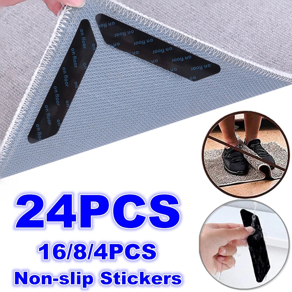 4/8/16/24Pcs Reusable Carpet Stickers Non-Slip Washable Rug Stickers Trapezoid-shape Carpet Sticker Can Be Cut