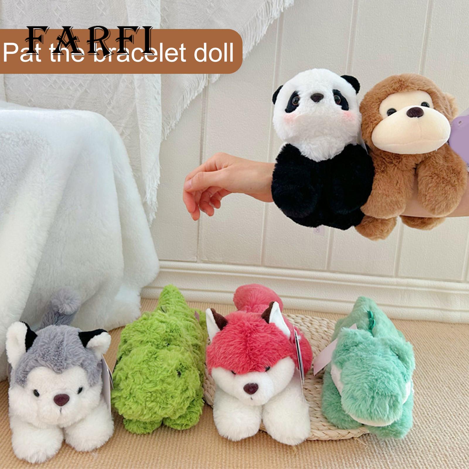 Monkey Plush Doll Cute Animal Plush Doll with Clap Circle Panda Monkey Dog Dinosaur Fox Plushies Slap Bracelet Series Toy Soft Stuffed Animal Zoo Decoration Kids Gift. 