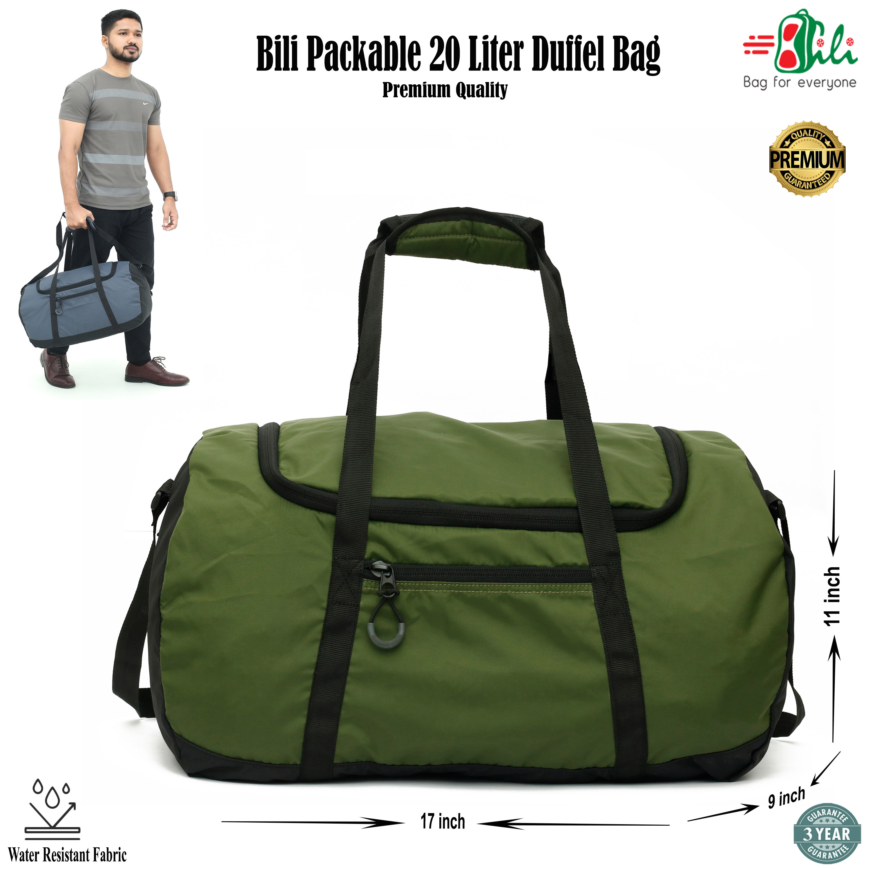 Bili Online Packable 20 Liter Duffel Bag (34 Days Tour)Light Weight