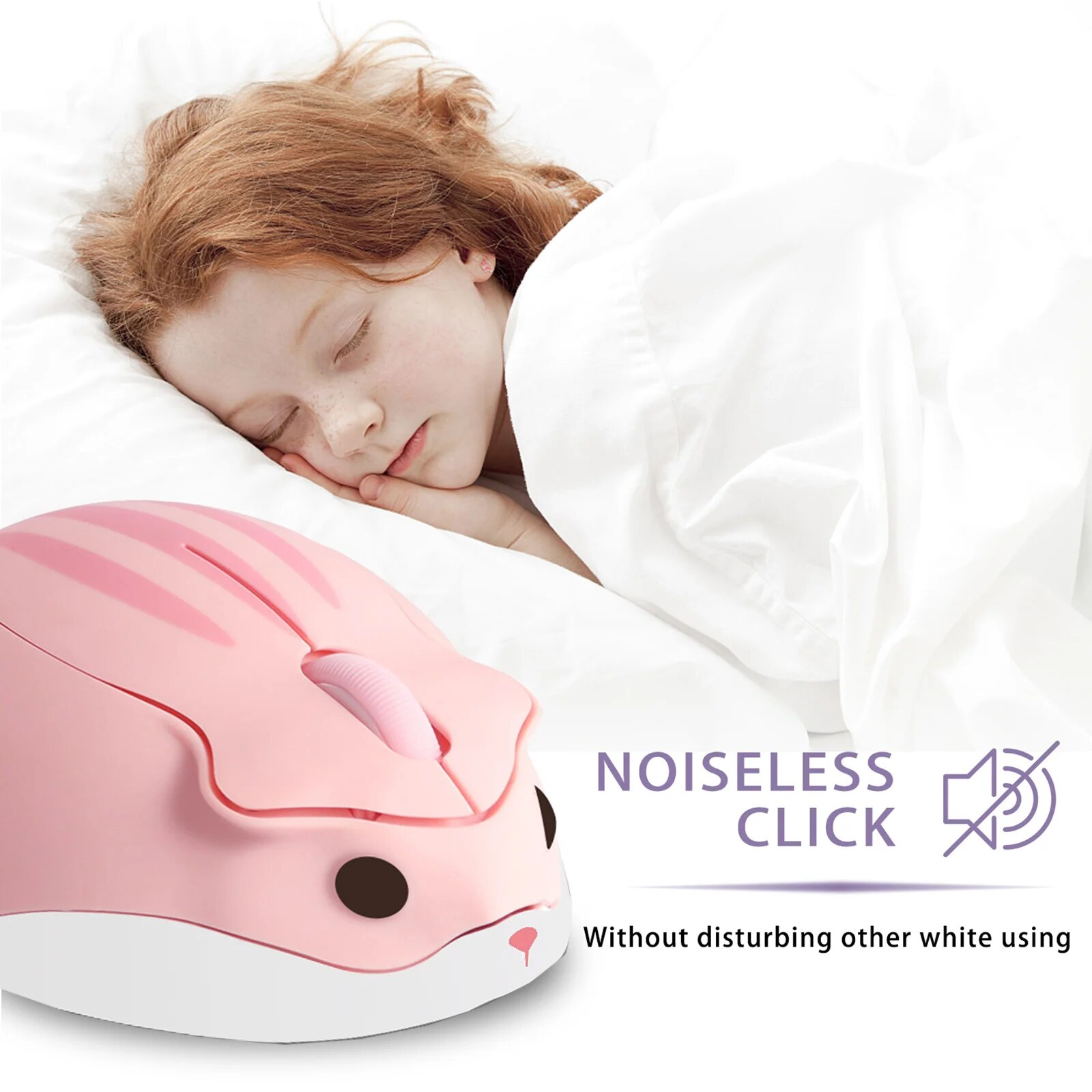 New Bluetooth Cute Mouse USB Optical Wireless Gaming Cartoon Mause Pink 3D Hamster Shape Gamer Laptop Mice 1600DPI For Girl Gift. 