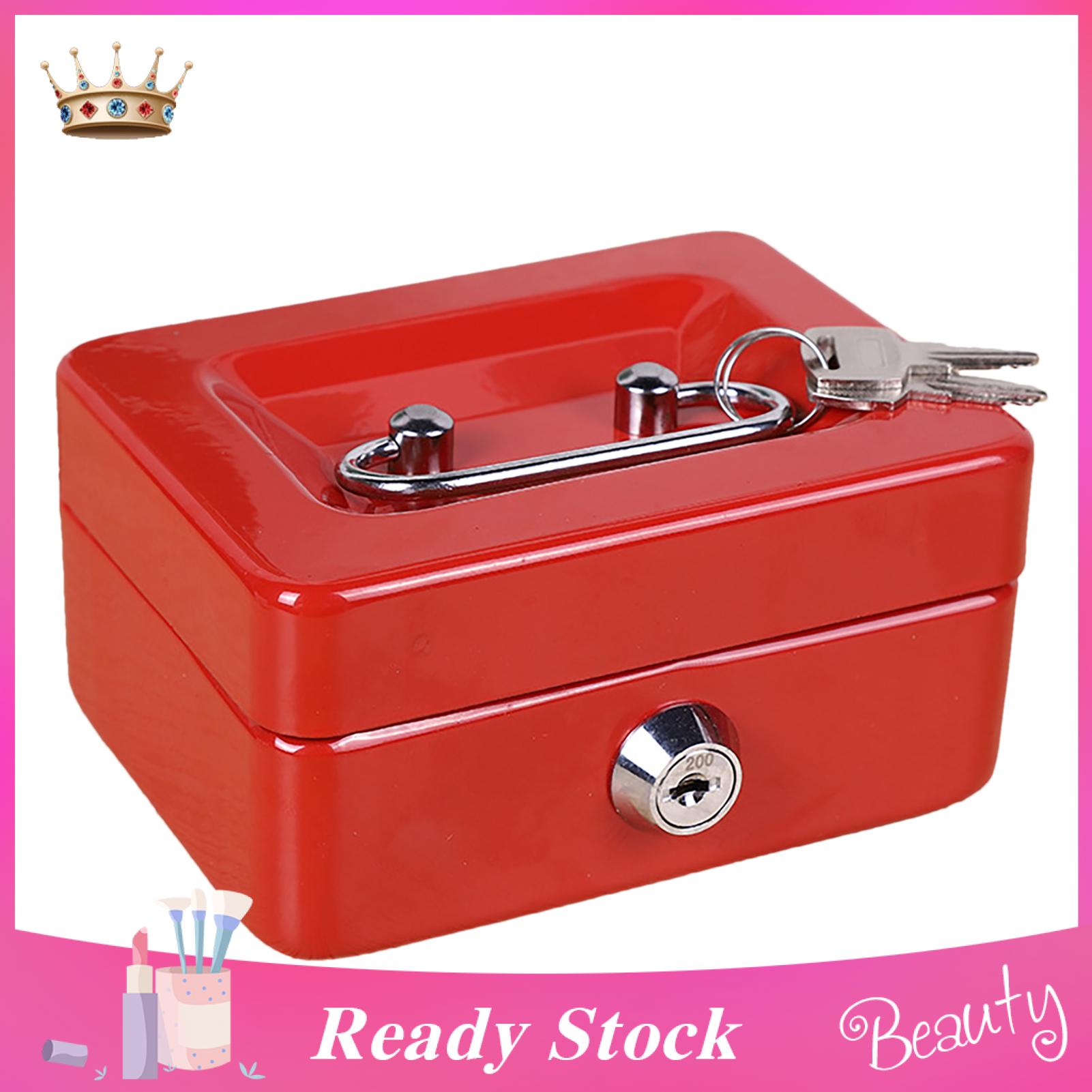 Mini Box with Handle Secureni Box with Lock Keys rle Metal Safe for Jewelry Shock-proof Container for Compt Security Box. 