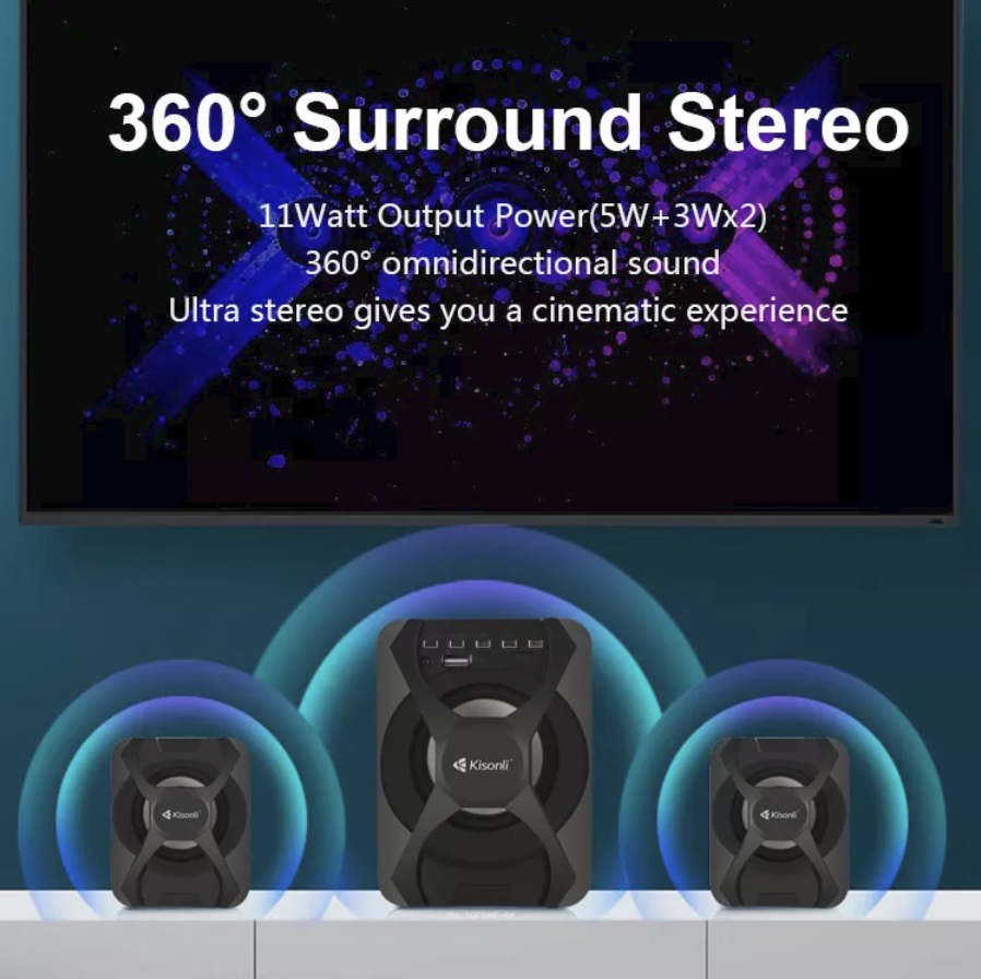 Kisonli U2500BT USB Bluetooth 2.1 Speaker with FM TF AUX Remote Control Black 5W. 
