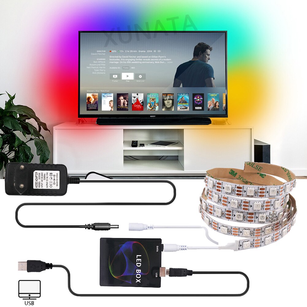 DC 5V USB WS2812B LED Strip 5050 Deam Color LED Light DIY Ambient Controller Box for Computer PC Screen Backlight. 
