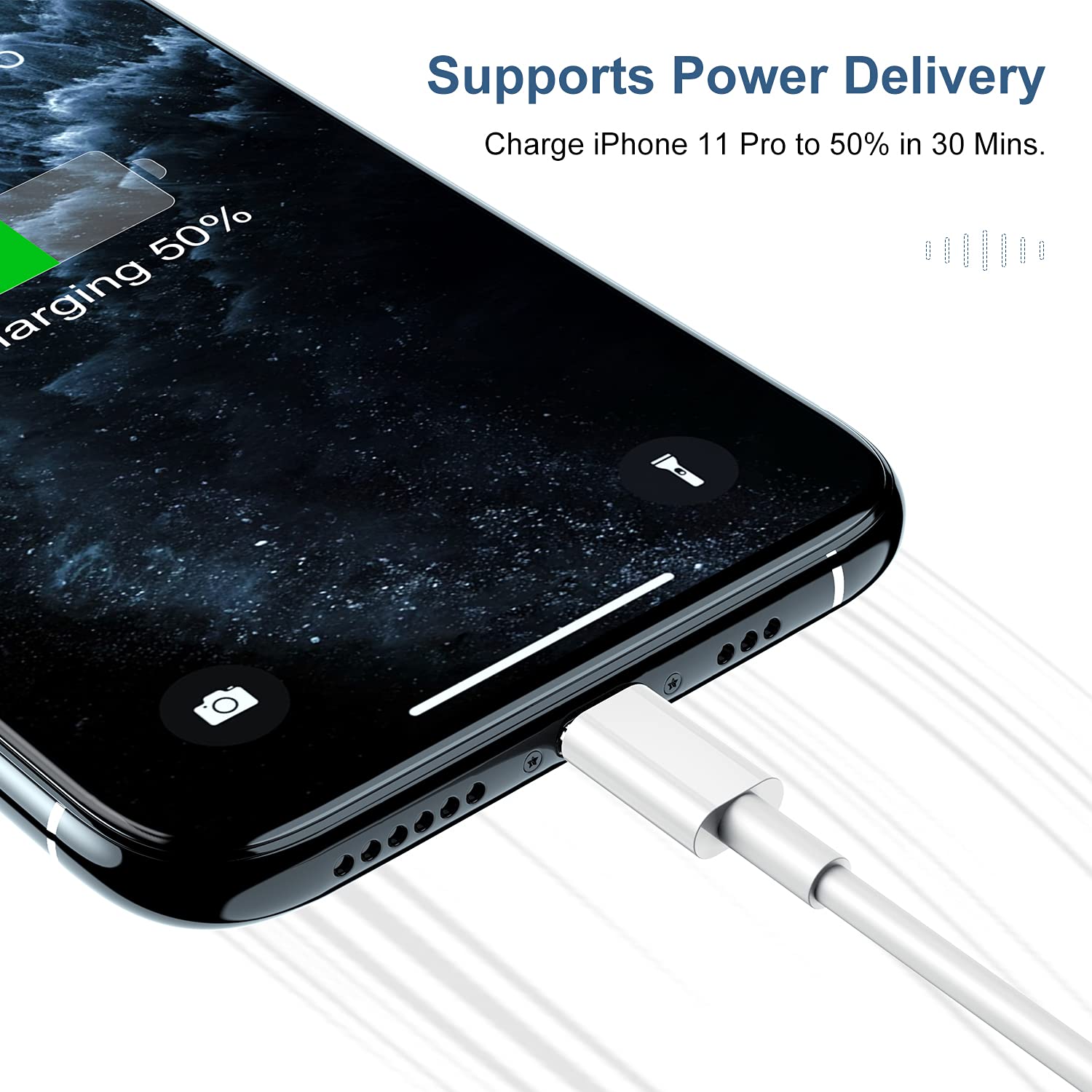 For Apple iPhone 13/13 Pro/13 Pro Max USB C to Lightning Charger Cable - White (1 Meter). 