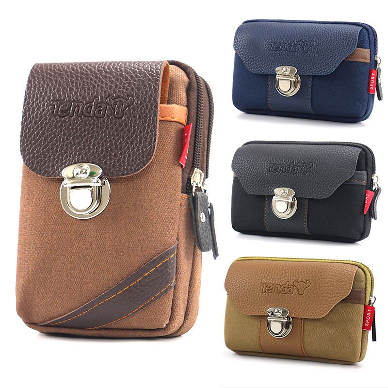 Nanjiren Canvas Bag Men's Waist Bag Multi-Functional New Belt Outdoor Work Bag Waist Hanging Bag. 