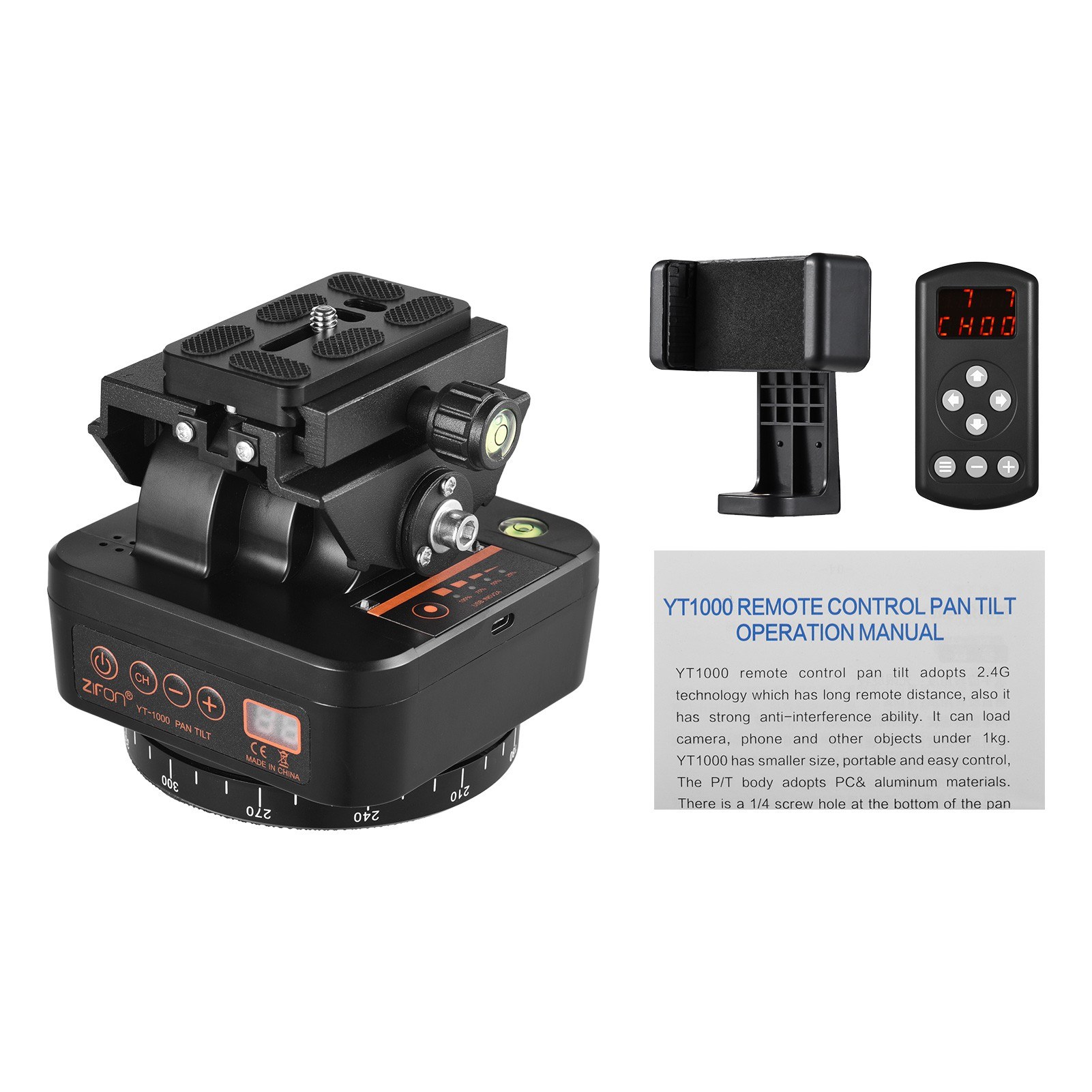 ZIFON YT 000 2.4G Wireless Control Automatic Tripod Head 360 Degree Rotatable Motorized Panoramic Head. 