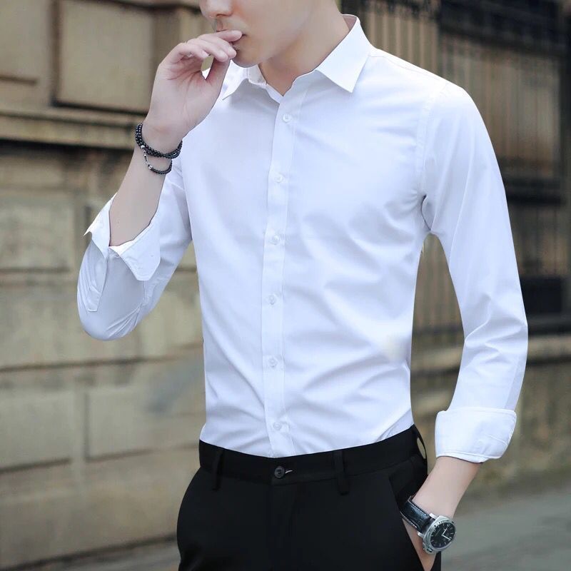 spring summer white men's shirt korean slim fit business formal casual trend men's short sleeve shirt white shirt men