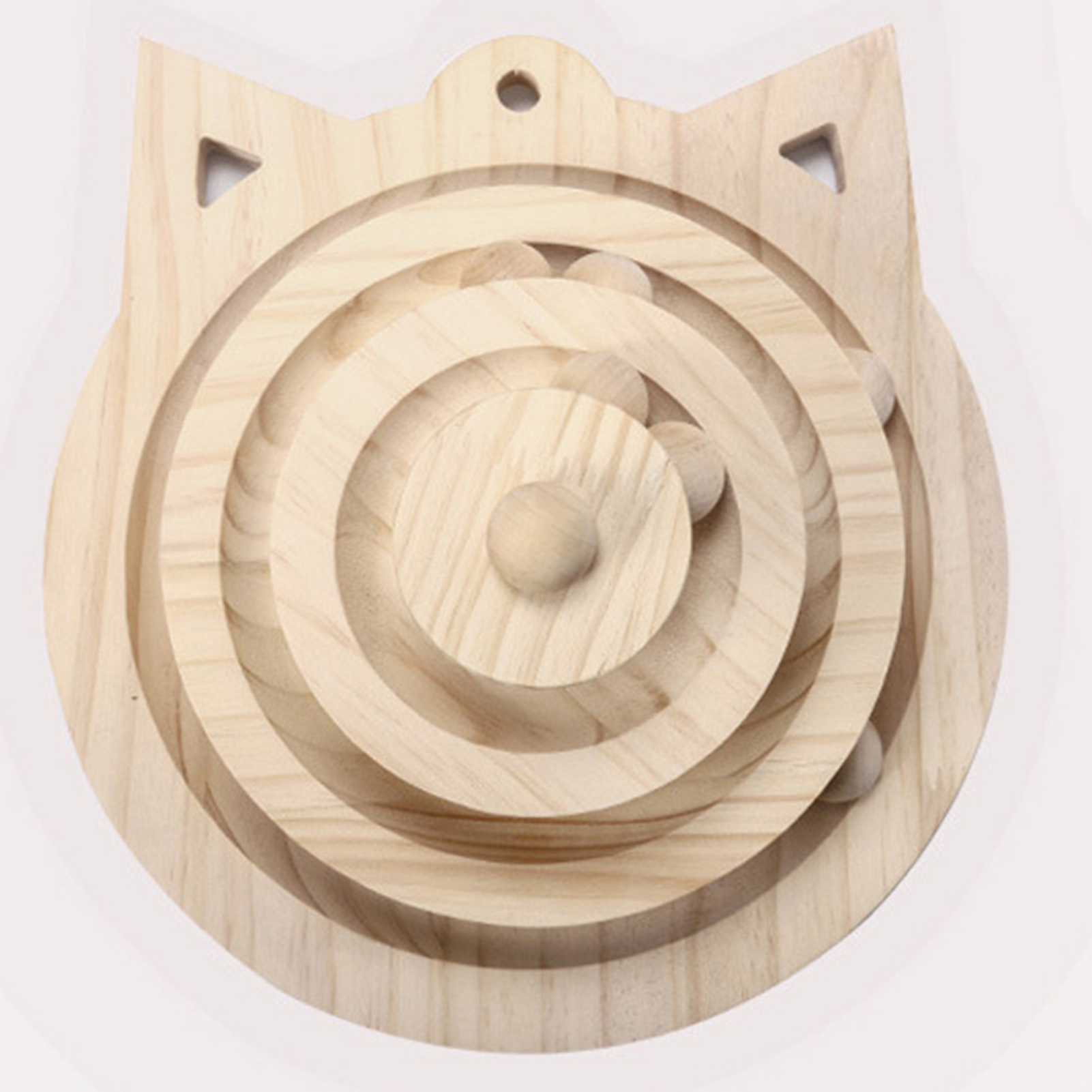 1 Set Pet Turntable Toy Smooth Edges Anti-scratch Wood Pet Kitten Beads Turntable Feather Toy Pet Accessories. 