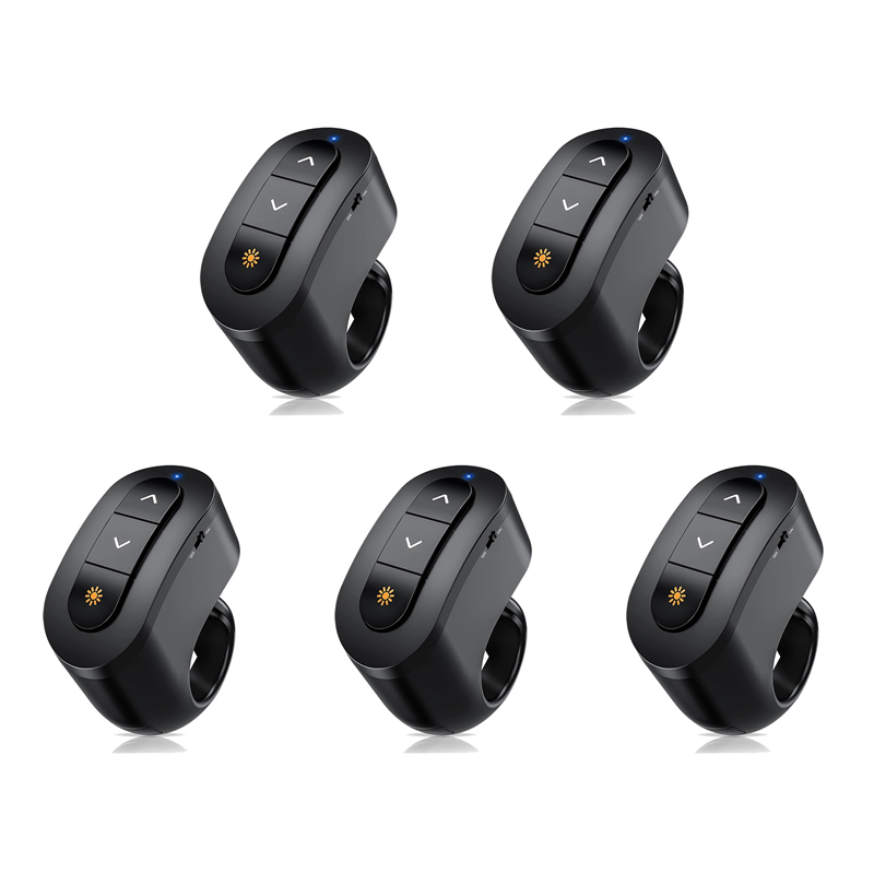 5X 2.4GHz Rechargeable Wireless Presenter Finger Ring with Red Light USB Presentation Remote for Win 10 8 Point
