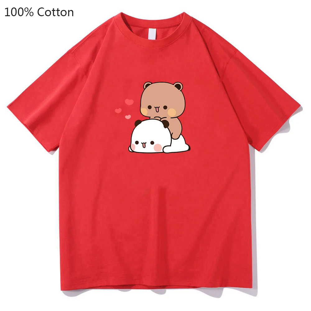 Panda Bear Bubu and Dudu Graphic T-shirts They're Making Out Women T Shirts 100% Cotton Manga Print Summer Sense of Design Tees. 
