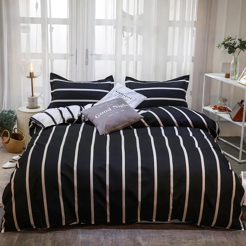 Marble Duvet Cover Polyester Abstract Geometric Pattern Bedding Set Modern 3pcs Marble Black Comforter Cover with Zipper Closure. 