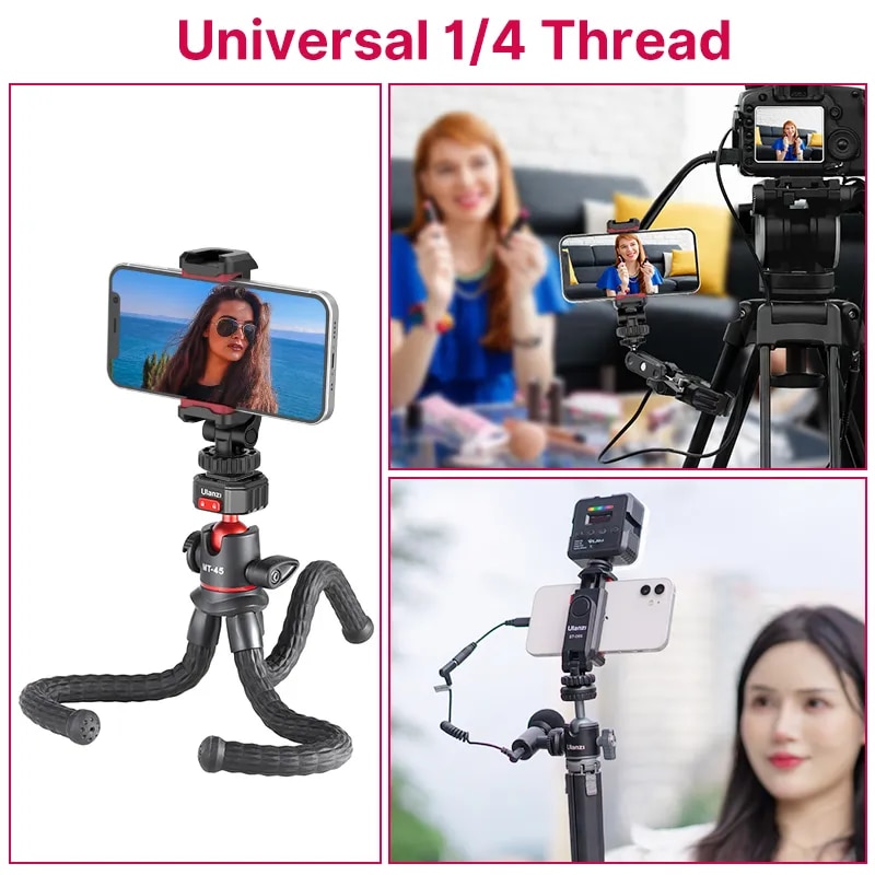 Ulanzi ST-06S Vertical Phone Mount Holder DSLR Camera Monitor Mount Tripod Mount Clamp for Smartphone Vlog. 