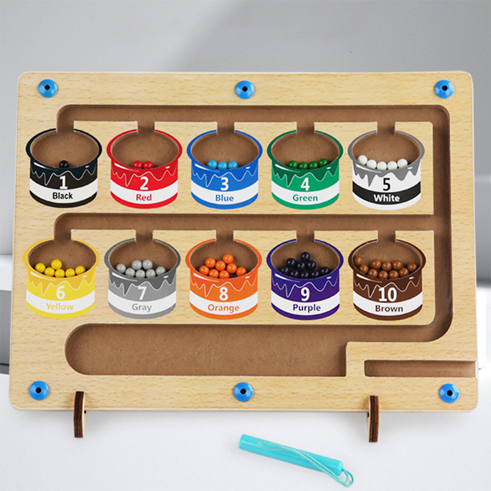 Magnetic Color Number Maze Wooden Color Matching Counting Puzzle Board Concentration Training Educational Toys. 