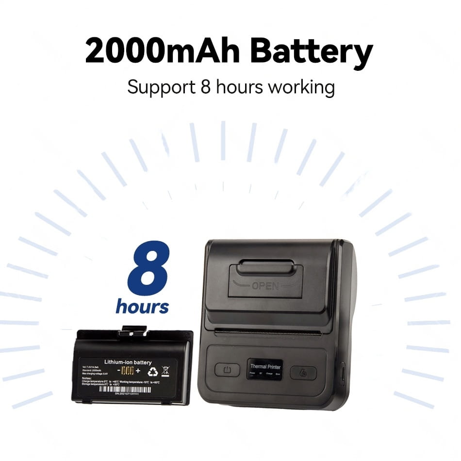 3inch (80mm) Portable POS Printer | Direct Thermal Receipt Printer with ESC POS | Bluetooth & USB, High-Speed 80-90mm/s Printing, Long-Lasting Battery | Compatible with iOS, Android & Windows, Ideal for Retail & Restaurants Bill Printing. 