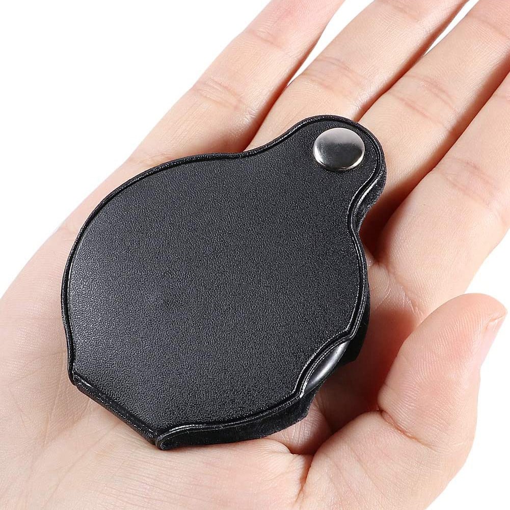 Folding Fold Away Pocket Magnifying Glass Magnifier Lens 3X Magnification Folding Leather Case Magnifying Glass. 