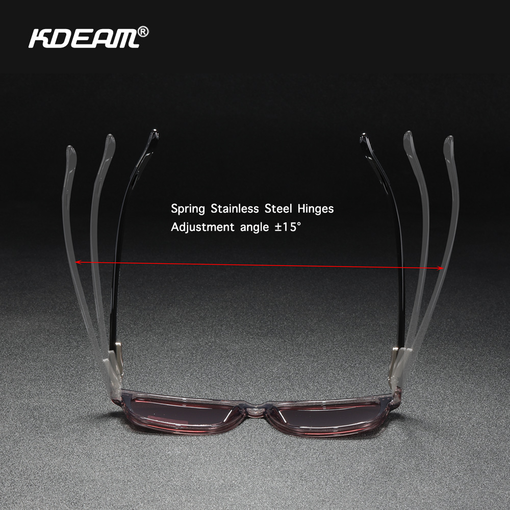 KDEAM All Matching Square Polarized Sunglasses For Men Women TR90 Material Frame Spring Hinges KD398. 