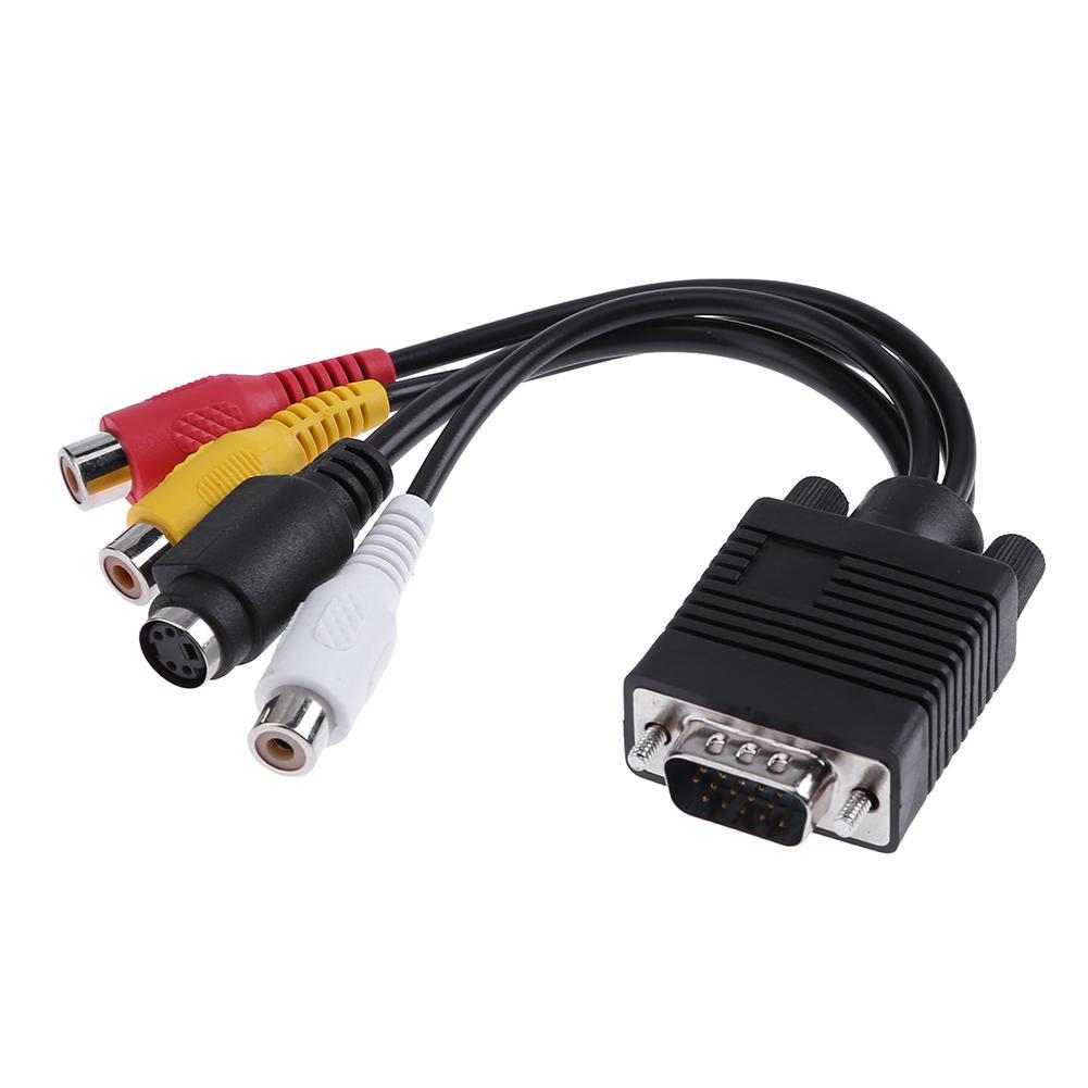 VGA to S Video 3 RCA Male to Female Converter Composite AV TV Out Adapter Cable for PC Laptop Tablet
