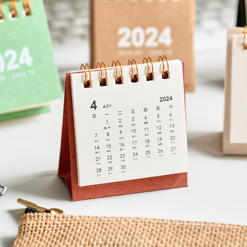 2023-2024 Mini Desk Calendar Ins Creative Pocket Portable Dual Daily Scheduler Table Planner Desktop Paper Decorations. 