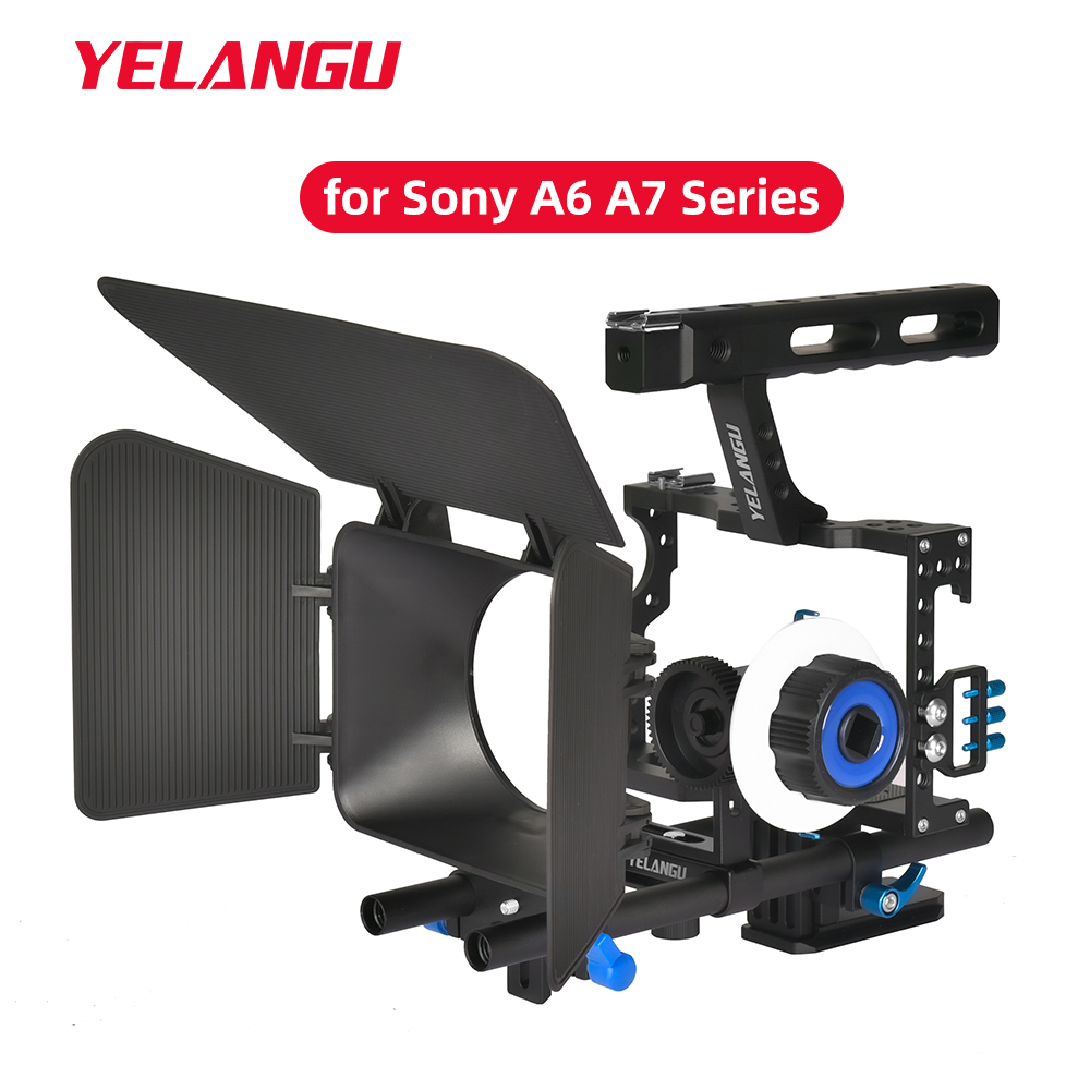 YELANGU Camera Cage Rig Kit for Sony A7S A7 A7R A72 A7RII A7SII A6000 A6500 A6300 with Dual Cold Shoe Mounts 1/4 Inch Threads