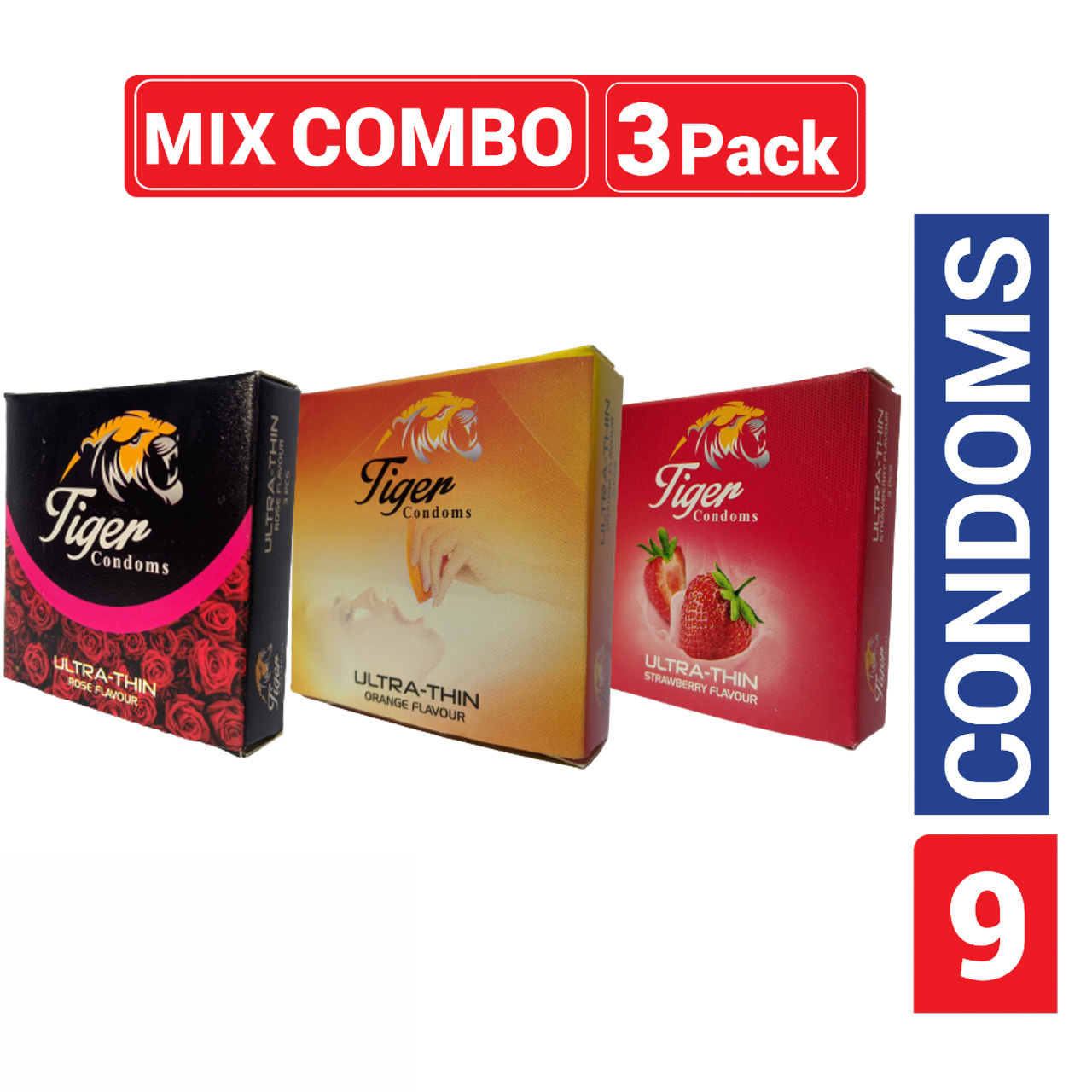 Tiger Ultra Thin Condom Mix - 9pcs Condom