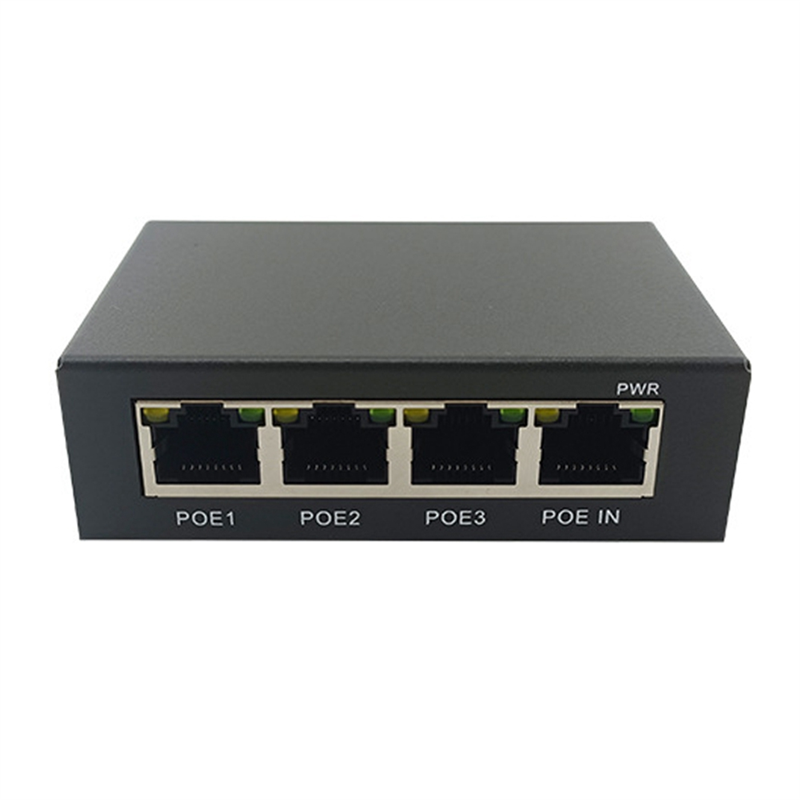 1 Piece 4 Port Gigabit POE Extender 100/1000M Network Switch Extender Black IEEE802.3Af/At Plug&Play for PoE Switch NVR IP Camera AP